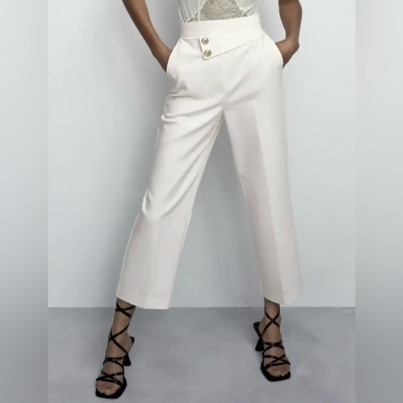 ZARA High Waisted Pants NWT Ivory S XS - Picture 12 of 12